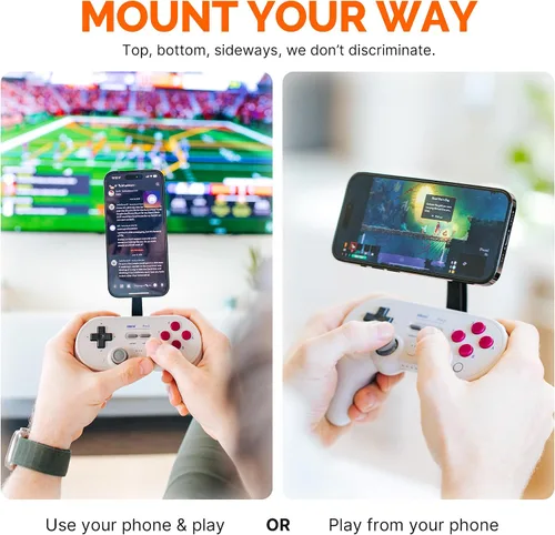 Vista 6 de Mechanism Phone Mount Controller Bundle for 8Bitdo Pro 2 Wireless Controller Easily Connect Any iPhone or Android Device Using Our Ultra Secure