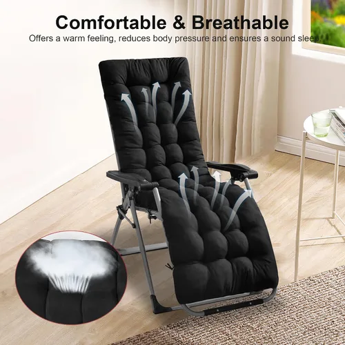 Vista 3 de Moclever Cojín para silla de gravedad cero de 67 x 22 x 4 pulgadas, cojín reclinable grueso para interiores y exteriores, cojín suave para tumbona