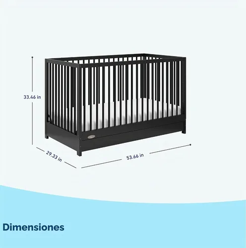 Vista 6 de Graco Teddi - Cuna convertible 5 en 1 con cajón, color negro