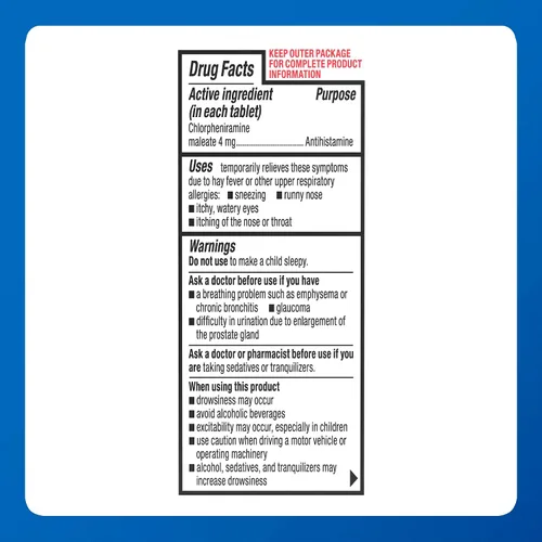 Vista 6 de Comprimidos para alergia MAJOR de 4 mg - Medicina para alergia de 4 horas de clorfeniramina maleato - Antihistamínico para el alivio de estornudos