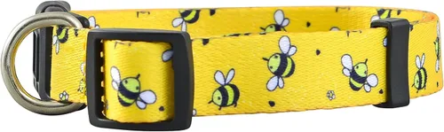 Vista 2 de Native Pup Collar de perro con patrón de abeja lindo para primavera y verano, diseño divertido para perros hembras o machos (abejas, S)