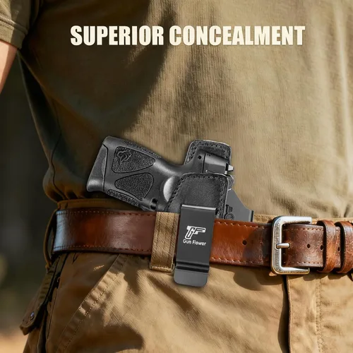Vista 6 de GUN & FLOWER IWB Leather Holster for Taurus G3C/ G2C/ G2S/ G3C Toro/ TX22 Compact/ PT111/ PT140 - Optic Ready Available, Inside Waistband Concealed