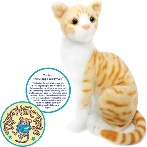 Vista 2 de TigerHart Tobias, el gato atigrado naranja, peluche de 12 pulgadas