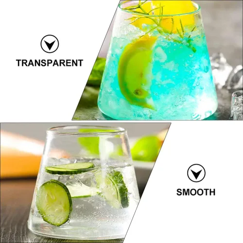 Vista 5 de Happyyami Mount Glass - Taza de cerveza creativa de cristal, 2 unidades, taza de vidrio de 10.1 fl oz, taza de café helado para jugo, latte