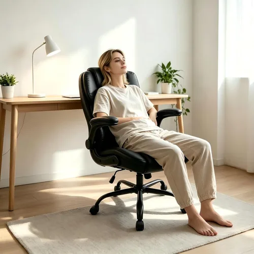 Vista 3 de AnyGod Executive Office Chair, Comfy Computer Chair with Flip-Up Armrests Adjustable Lumbar Support, PU Leather, Swivel Task Chair, Home Office