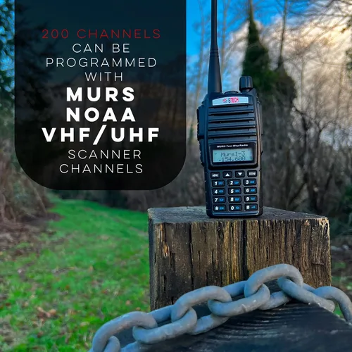 Vista 9 de BTECH Radio bidireccional MURS-V2 de 200 canales totalmente personalizables. Carga USB-C, IP54 resistente a la intemperie, escaneo de doble banda