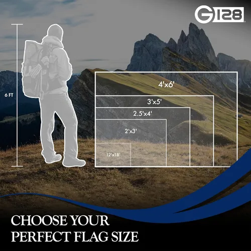 Vista 7 de G128 Bandera de Estados Unidos 1 x 1.5 pies Serie ToughWeave manga bordada de poliéster 210D Bandera de país, estrellas bordadas, rayas