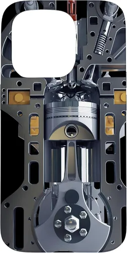 Vista 14 de Mecánico Motor Metal Pistón Cilindros Metal PC Case para iPhone 17