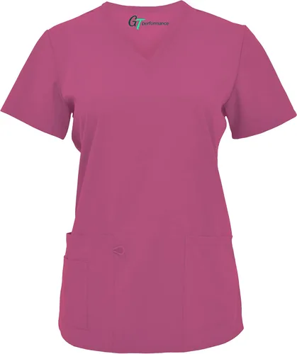 Vista 3 de Green Town Ropa quirúrgica para mujer 4 bolsillos con cuello en V, tela elástica, uniformes de fácil cuidado