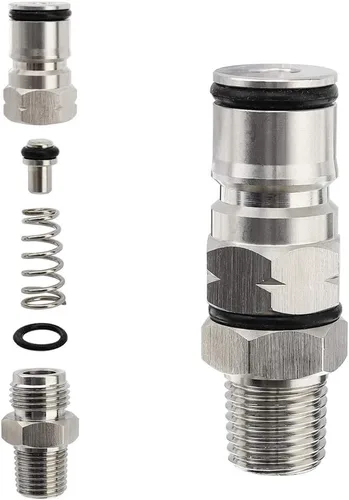 Vista 5 de OneBom Poste de bloqueo de bola con paletas, boquilla hexagonal NPT macho de 1/4 pulgadas, adaptador de barril de maíz líquido de 19/32 "-18