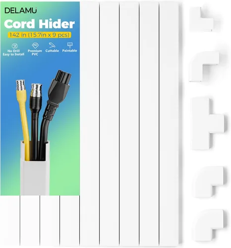 Vista 17 de Delamu – Funda para cable beige, cubiertas de cable para 1 cable en la pared, cubiertas de cable de tamaño mini para cables en la pared, cubierta