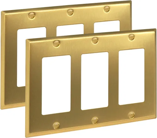 Vista 12 de Rio Salto Placa de pared de metal dorado en latón Placa de salida en blanco Cubierta para tomas de corriente no utilizadas Interruptor de pared de 1