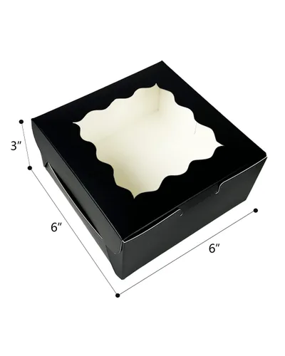 Vista 5 de Bakepacker 100 piezas Cajas Negras para Galletas 6x6x3 pulgadas Fácil Montaje Cajas de Pastelería Macarrones Cajas de Panadería con Ventana