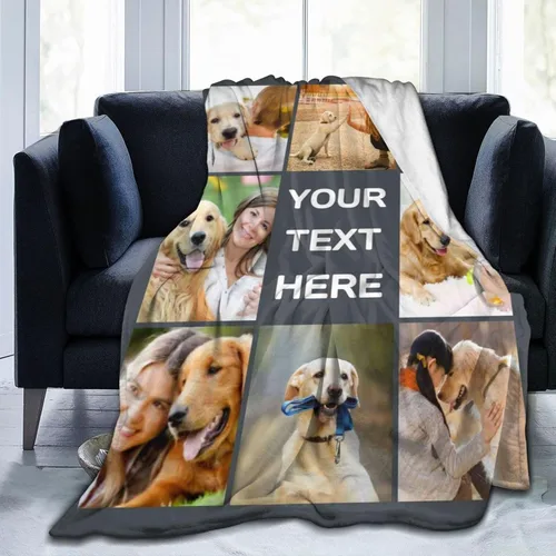 Vista 14 de HooSo Manta Personalizada para Cama con Fotos y Texto, Mantas Personalizadas con Collage de Fotos para Regalo de Cumpleaños Familiar y Boda, Collage