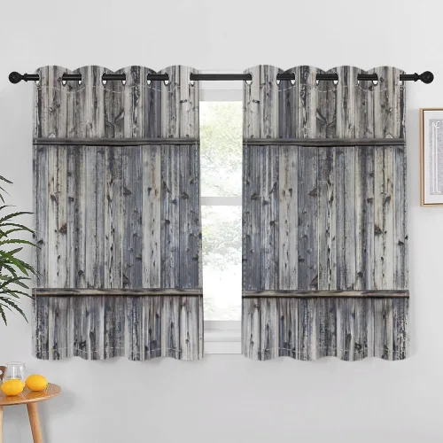 Vista 79 de Cortinas rústicas para ventana de puerta de granero, puerta de madera gris, puerta de garaje, tratamiento de ventana para sala de estar, dormitorio