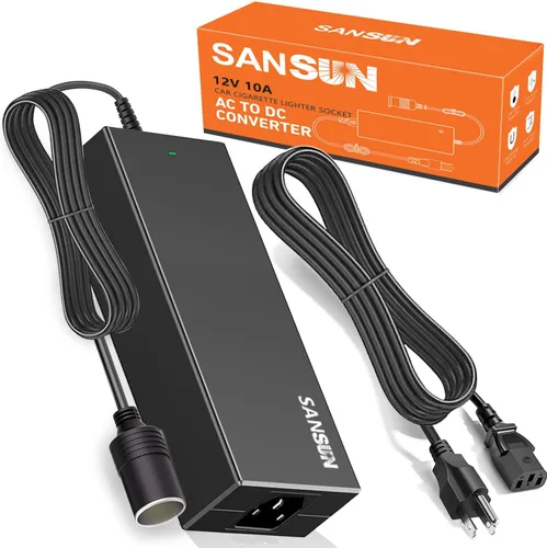 Vista 7 de Convertidor de CA a CC 2 A, enchufe para encendedor de cigarrillos de automóvil, transformador adaptador de fuente de 120 V a 12 V para bomba