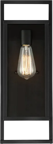 Vista 7 de Possini Euro Design Jericho - Lámpara de pared industrial moderna para exteriores, metal negro texturizado, panel de vidrio transparente de 19