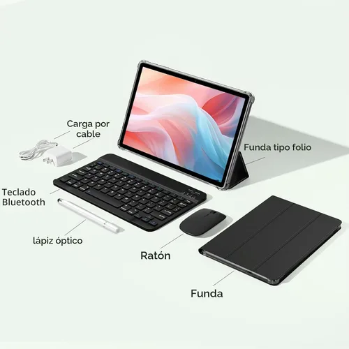 Vista 9 de Tableta Android 15 de 11 pulgadas Octa-core 12GB RAM+128GB ROM Tablet de 8000mAh con teclado Mouse Funda WiFi de doble banda BT 5.0
