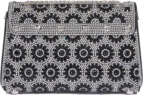 Vista 6 de Bolso de mano de cristal con diamantes de imitación de flores, bolsa de hombro brillante para boda, graduación, fiesta, novia, invitada, caja