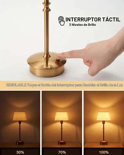 Vista 6 de UMEXUS Juego de 2 lámparas pequeñas inalámbricas recargables de mesa, luces regulables a pilas, luz de acento portátil para mesa auxiliar Paquete