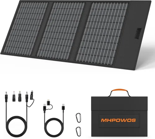 Vista 10 de Panel solar portátil de 220 W 40 V monocristalino plegable paneles solares cargador de energía de respaldo, IP67 impermeable duradero para estación