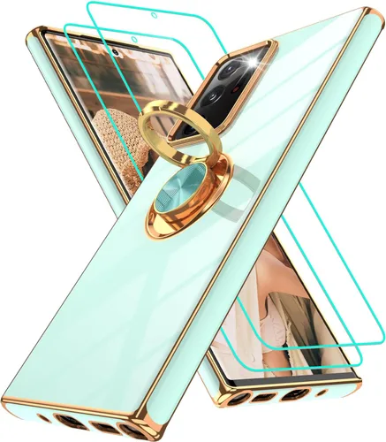 Vista 141 de Funda para Motorola Moto G 5G 2024: Funda Moto G Play 5G 2024 con 2 piezas de protectores de pantalla, soporte de anillo de rotación de 360°