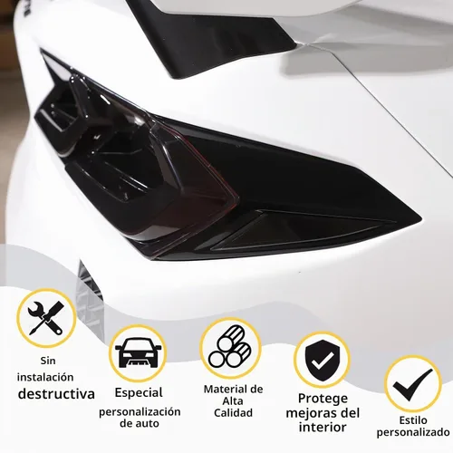 Vista 4 de Cubierta de luces traseras de automóvil compatible con Corvette C8 Stingray Z06 E-Ray 2020-2023 2024 2025, cubierta de lámpara trasera ahumada