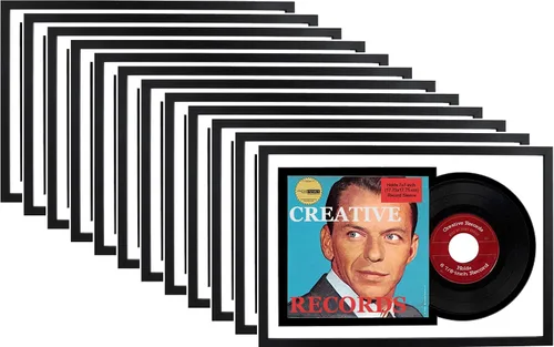 Vista 11 de Creative Picture Frames Marco de disco individual de vinilo de 7 pulgadas con doble paspartú negro y negro de 6 7/8 pulgadas y cubierta de 7 x 7