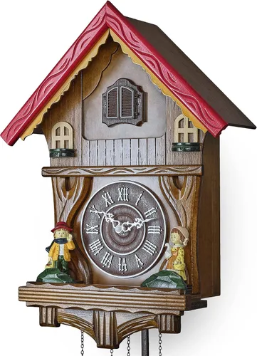 Vista 7 de TIMEGEAR Reloj de cuco con modo nocturno y movimiento de cuarzo en estilo tradicional alemán