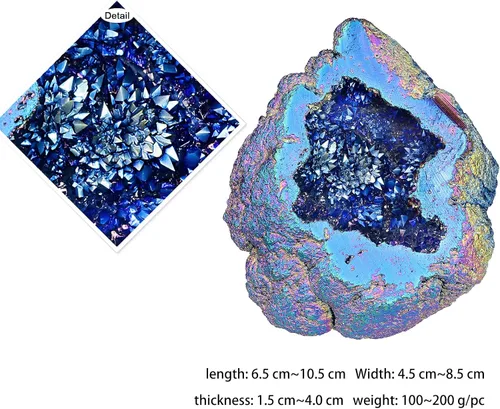 Vista 2 de Nupuyai Grupo de geoda de cristal de cuarzo con revestimiento de titanio irregular natural para Reiki Rock Crystal Mineral Espécimen para decoración