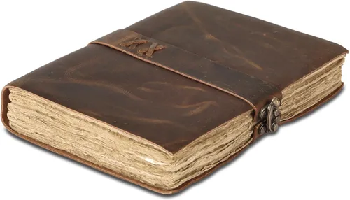 Vista 13 de Diario de cuero vintage hecho a mano de búfalo no rellenable con papel de borde irregular – Diario encuadernado en cuero para mujeres, hombres