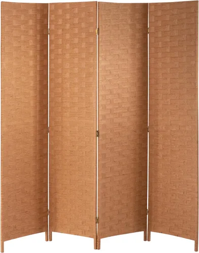 Vista 11 de PayLessHere Divisor de ambientes de malla de madera de 6 pies, tejido a mano, pantalla de división portátil plegable para interiores de 4 paneles
