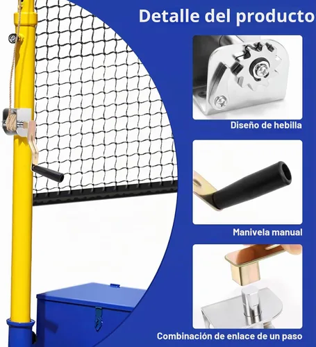 Vista 3 de Tensor de manivela, dispositivo tensor de manivela para voleibol al aire libre, bádminton y red de poste de tenis