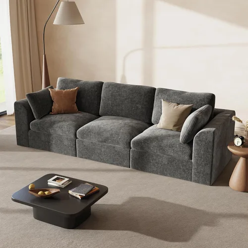 Vista 15 de Sofás seccionales Cloud de 110 pulgadas para sala de estar, sofá convertible sin hueso en forma de L con otomana, juego de sofá modular de gran