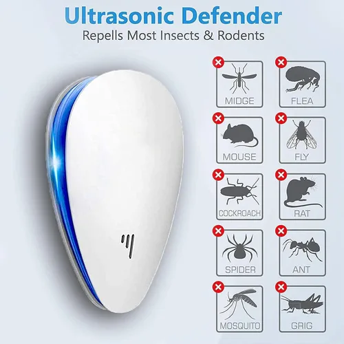 Vista 3 de Repelente ultrasónico de plagas y repelente de insectos para interiores, dispositivo electrónico de control de plagas, repelente de plagas