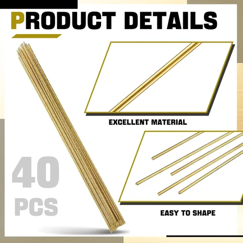 Vista 3 de Moxweyeni 40 piezas de varillas de latón 1.5 mm 2 mm de latón para soldadura y brasado de aleación de cobre sólido para manualidades DIY, punzones