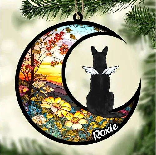 Vista 358 de LOVELYPOD Adorno de Navidad personalizado para perro Basset Hound (marrón) Basset Hound (marrón) adorno para atrapasoles de perro, razas de perros