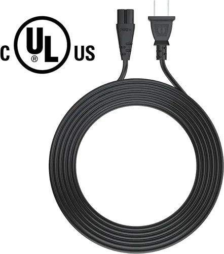 Vista 6 de Pwr Cable de CA Cable de alimentación de repuesto 2 clavijas 6 pies (negro)