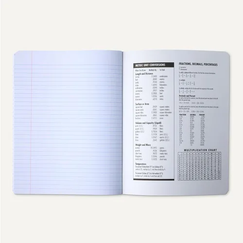 Vista 4 de Amazon Basics Cuaderno de composición, rayas universitarias, 100 hojas, 9.75 x 7.5 pulgadas, 1 paquete, mármol negro