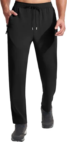 Vista 2 de Pantalones de senderismo ligeros para hombre, de secado rápido, pantalones deportivos de pesca, correr, entrenamiento, 3 bolsillos con cremallera