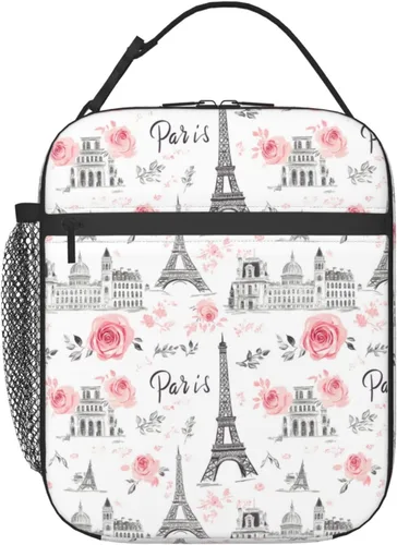Vista 19 de Lonchera reutilizable con diseño de avión vintage para niños, mujeres y adultos, bolsa de almuerzo azul con aislamiento retro para avión, bolsa