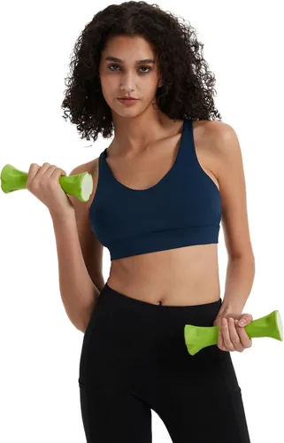 Vista 4 de Attifall Brasier deportivo para mujer, sexy, espalda cruzada, bajo impacto, acolchado, con tirantes delgados, brasier de yoga con copas extraíbles