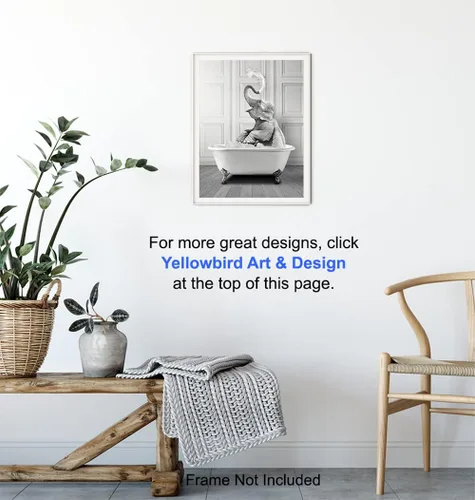 Vista 6 de Arte de pared de baño, arte de pared de elefante, divertida decoración de baño para niños, bonitos accesorios de baño, decoraciones de baño
