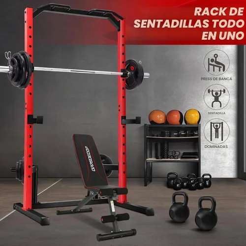 Vista 4 de OPPSDECOR Power Cage Power Rack, Multi-Functional Weight Cage with More Training Attachments, Heavy-Duty Construction Squat Rack for Home Gym