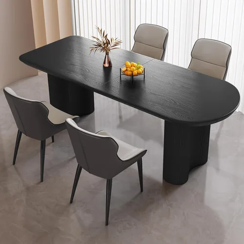 Vista 27 de Guyii Juego de mesa de comedor de 55.11 pulgadas con 6 sillas, juego de mesa de cocina moderno, mesa de comedor interior para cocina, bar, sala