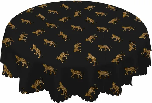 Vista 27 de AOYEGO Mantel redondo marrón con estampado de animales, 60 pulgadas, textura de piel de jirafa, forma irregular, mantel de poliéster para decoración