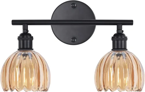 Vista 226 de Shenmoyl Lámparas de baño, lámpara de pared de 2 luces para tocador sobre espejo con pantalla de vidrio tulipán blanco para dormitorio, sala
