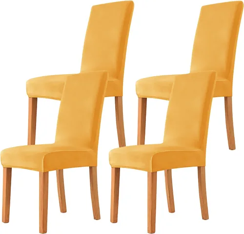 Vista 48 de Velvet Chair Covers Beige Gray, Stretch Dining Room Chair Covers 2 Pack, Super Fit Dining Chairs Slipcovers Spandex Washable Kitchen Parson Chair
