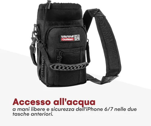 Vista 2 de Wild Wolf Outfitters El mejor soporte para botellas, número 1, para botellas de 1.89 litros. Lleva, protege y aísla tu cantimplora con este porta