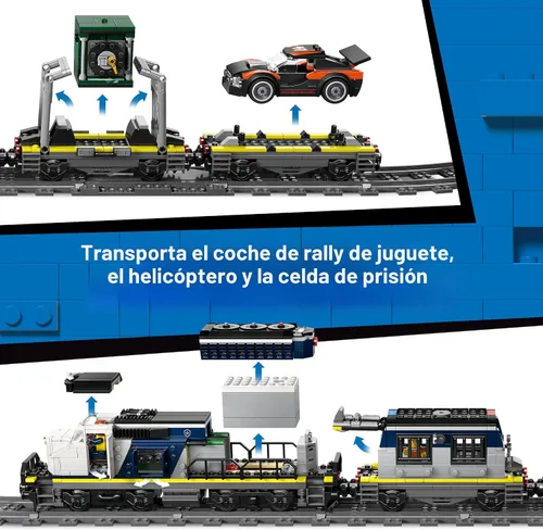 Vista 4 de LEGO City Police Train Heist - Juego de tren con juguete de coche de policía para niños y niñas, a partir de 7 años, juego de simulación para niños